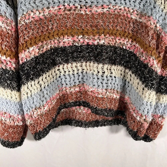 BKE Sweater Women's XS Multicolor Open Knit Long Sleeve Round Neck Pullover - Picture 10 of 11